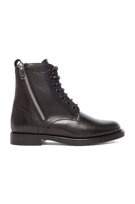 Saint Laurent Leather Ranger Zipper Combat Leather Boots in .